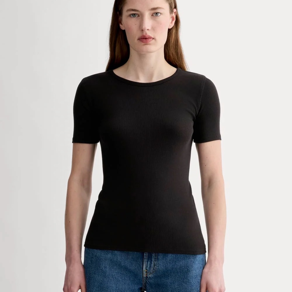 Everlane The Luxe Rib Crew - Black Small
